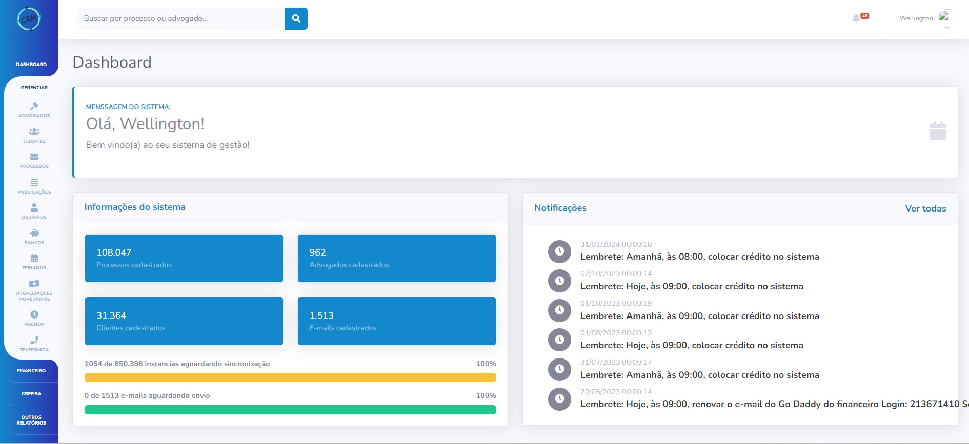Sistema de gestão desenvolvido pela DevUptime